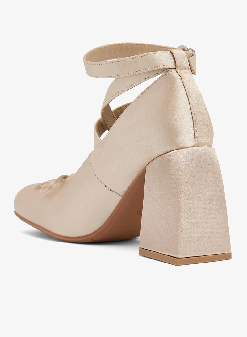 Ella Gold Gold Ballet High Heel Sandals Wrap Around for Women | Best Price UAE